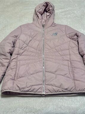 New Balance Women's Plus Size Hooded Quilted Puffer Jacket - Dusty Rose